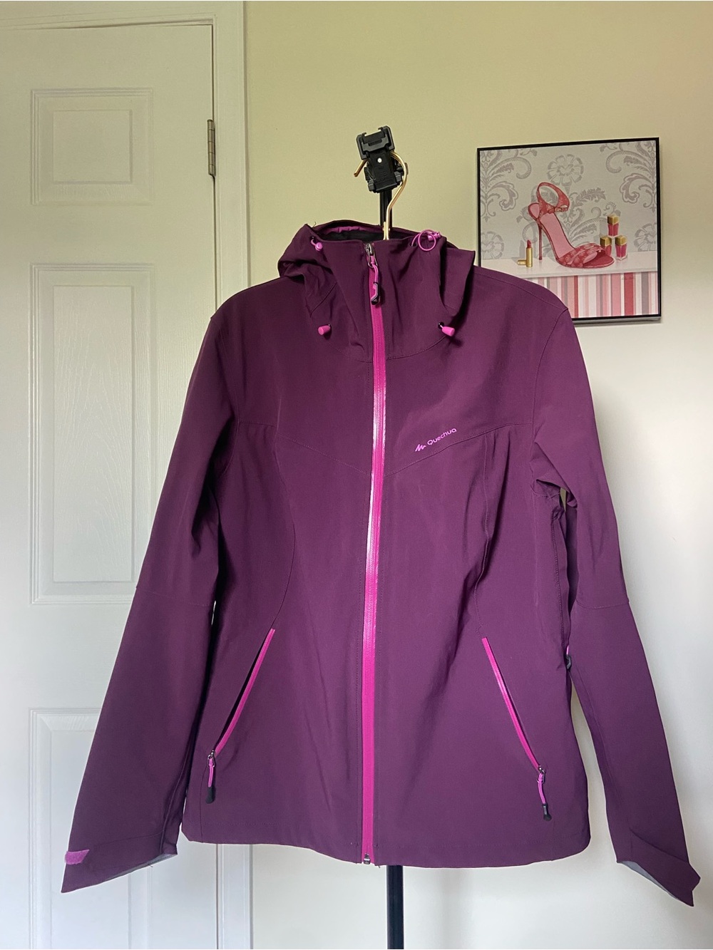 Quechua Women's Deep Purple Softshell Jacket with Pink Accents